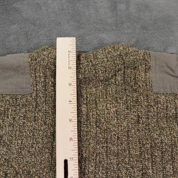 Eddie Bauer Sweater Mens Large Brown Pullover Military Crew Neck Elbow Patches - Picture 7 of 11